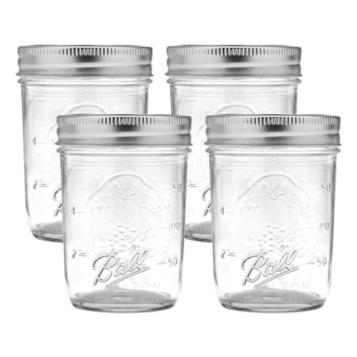 Ball Regular Mouth Glass Mason Jars with Lids and Bands, Used for Canning (Half Pint, 8 Ounce (Pack of 4)) | Amazon (US)