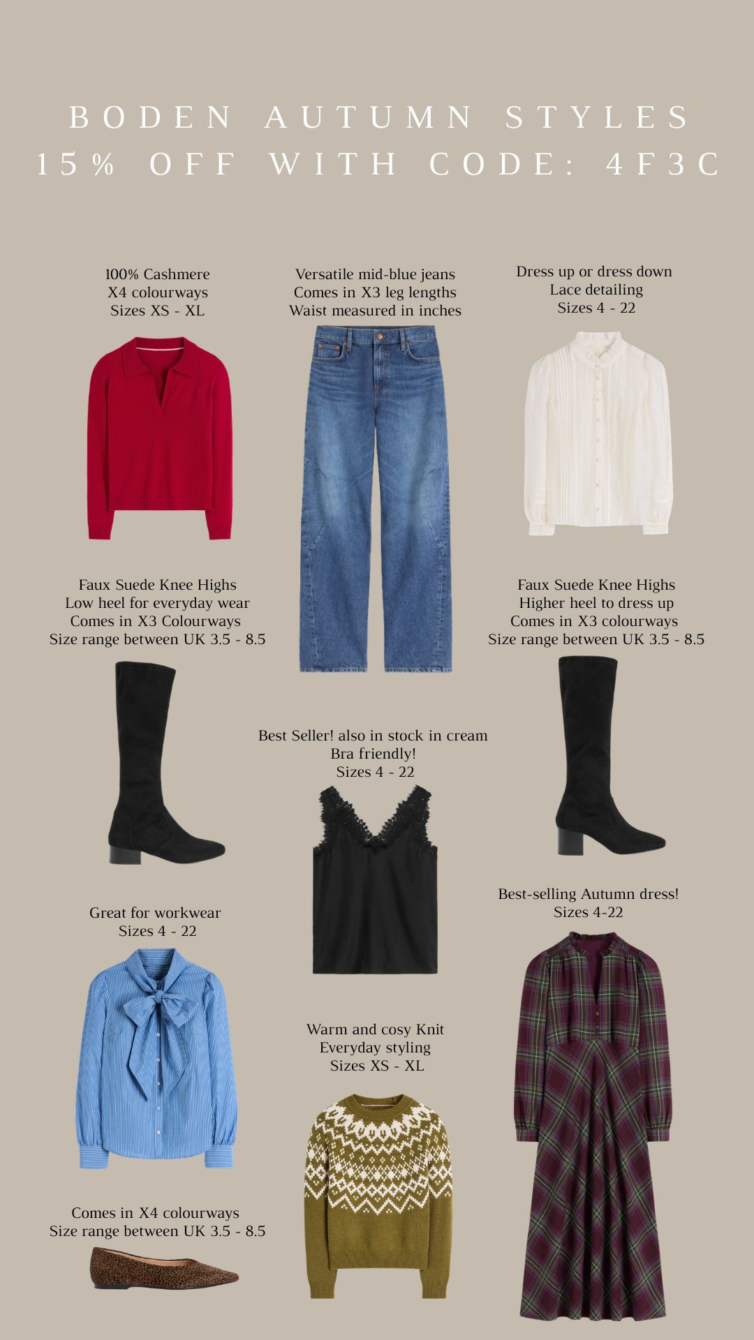 Boden Autumn Styles which I am loving, Boden currently has 15% off full price with code: 4F3C

Boden Autumn Edit, Polished Autumn Wardrobe, Timeless Everyday Dressing, Elegant Casualwear, Versatile Seasonal Staples, Autumn Style, Autumn Outfit, Knitwear, Knee-high boots, Workwear  

 #LTKuk #LTKautumn #LTKeurope