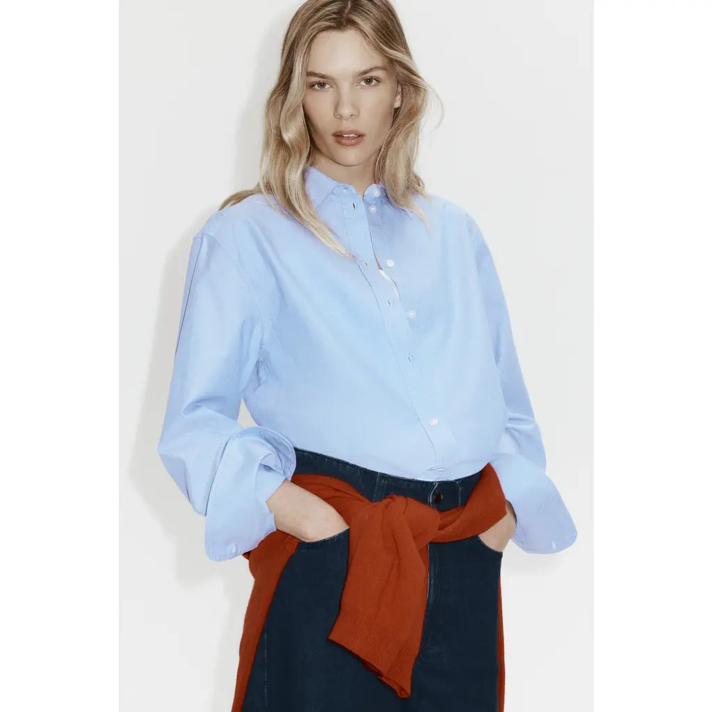 H&M Oxford shirt in Blue at Nordstrom, Size Xx-Small | Nordstrom