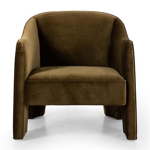 Mandy Mid Century Modern Green Upholstered Velvet Living Room Arm Chair | Kathy Kuo Home