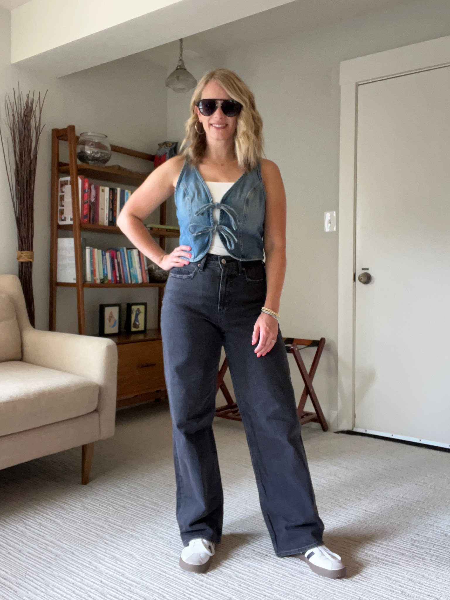 Ootd day 2 in San Francisco!  Love these Old Navy jeans soo much!  In a 2 curvy!  And trying the denim on denim trend with this vest.  I can’t do it without a tank under.  And lastly, love my adidas sneakers! 

#LTKTravel #LTKSeasonal #LTKStyleTip