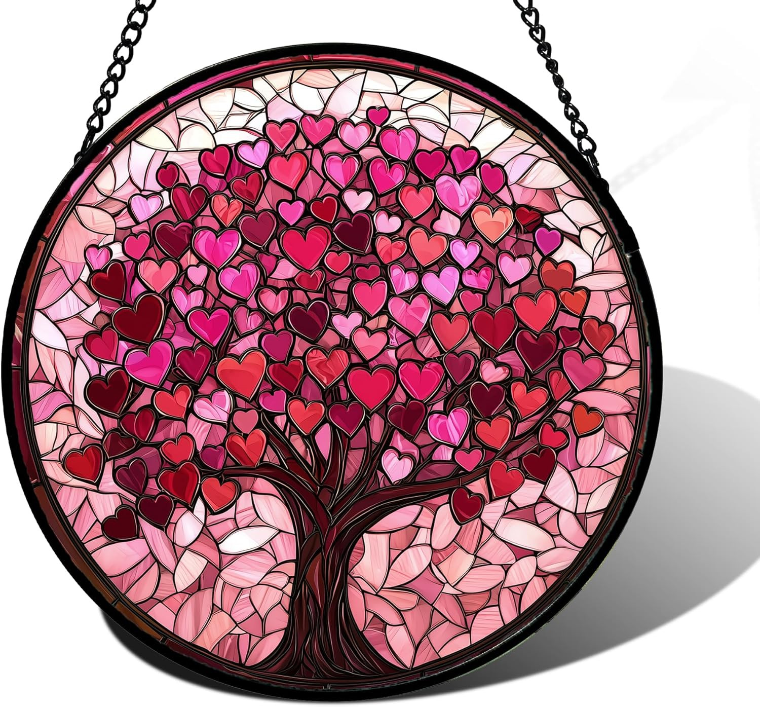Stained Glass Window Hanging - DASTOLL, Birthday Gifts for Women Men Mom Dad, Pink Love Tree Sunc... | Amazon (US)