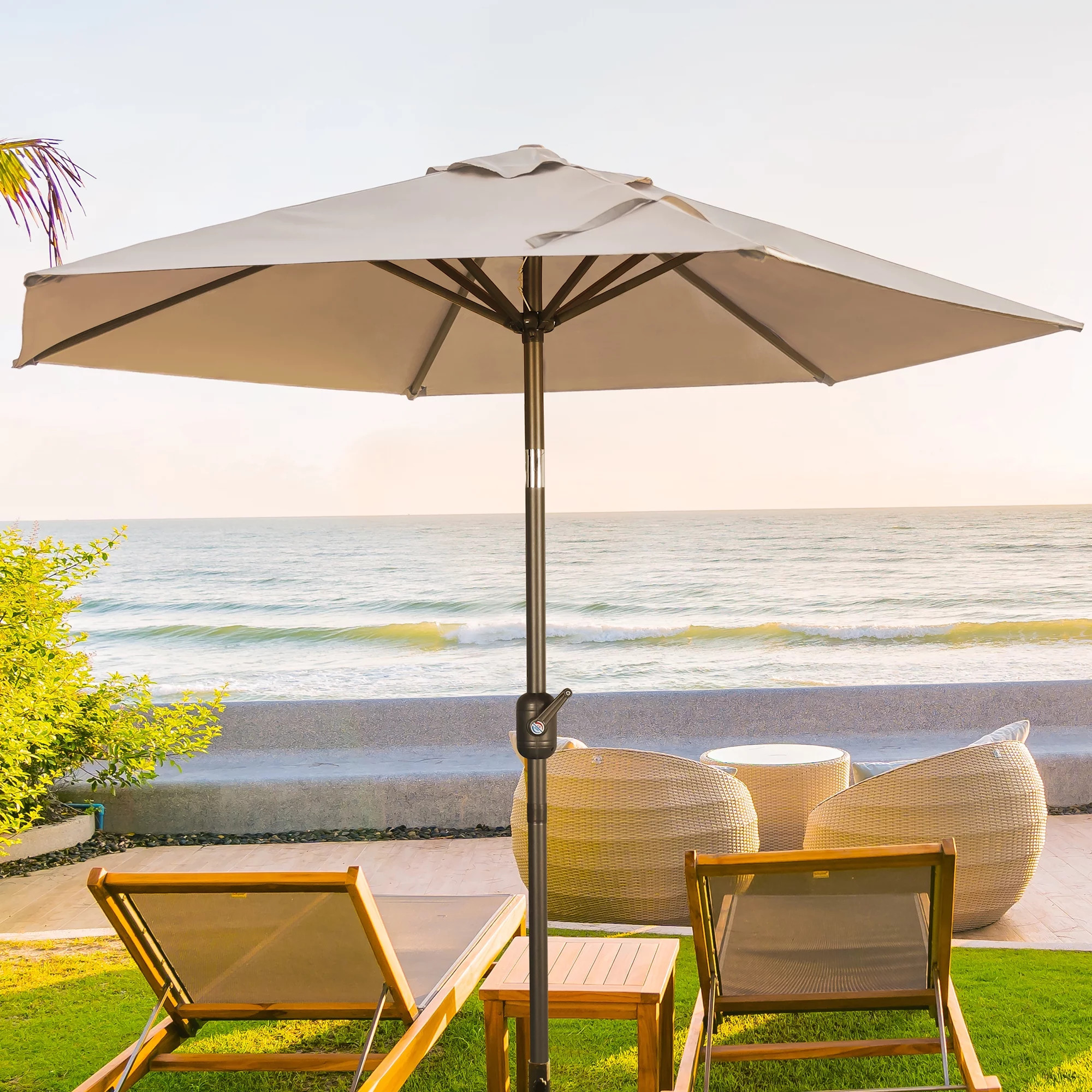 Scafild | 9ft Outdoor Patio Umbrella Fade-Resistant Solution-Dyed Canopy - Beige | Walmart (US)