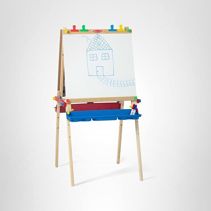Melissa & Doug Deluxe Standing Art Easel - Dry-Erase Board, Chalkboard, Paper Roller - FSC Certif... | Amazon (US)