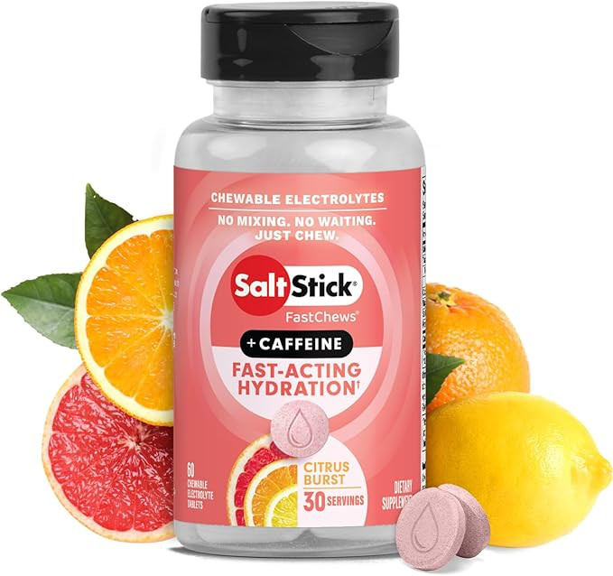 SaltStick Electrolyte FastChews with Caffeine - 60 Citrus Burst Chewable Electrolytes - Salt Tabl... | Amazon (US)