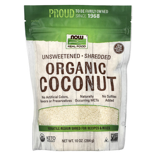 NOW Foods, Real Food, Organic Coconut, Unsweetened, Shredded, 10 oz (284 g) | iHerb