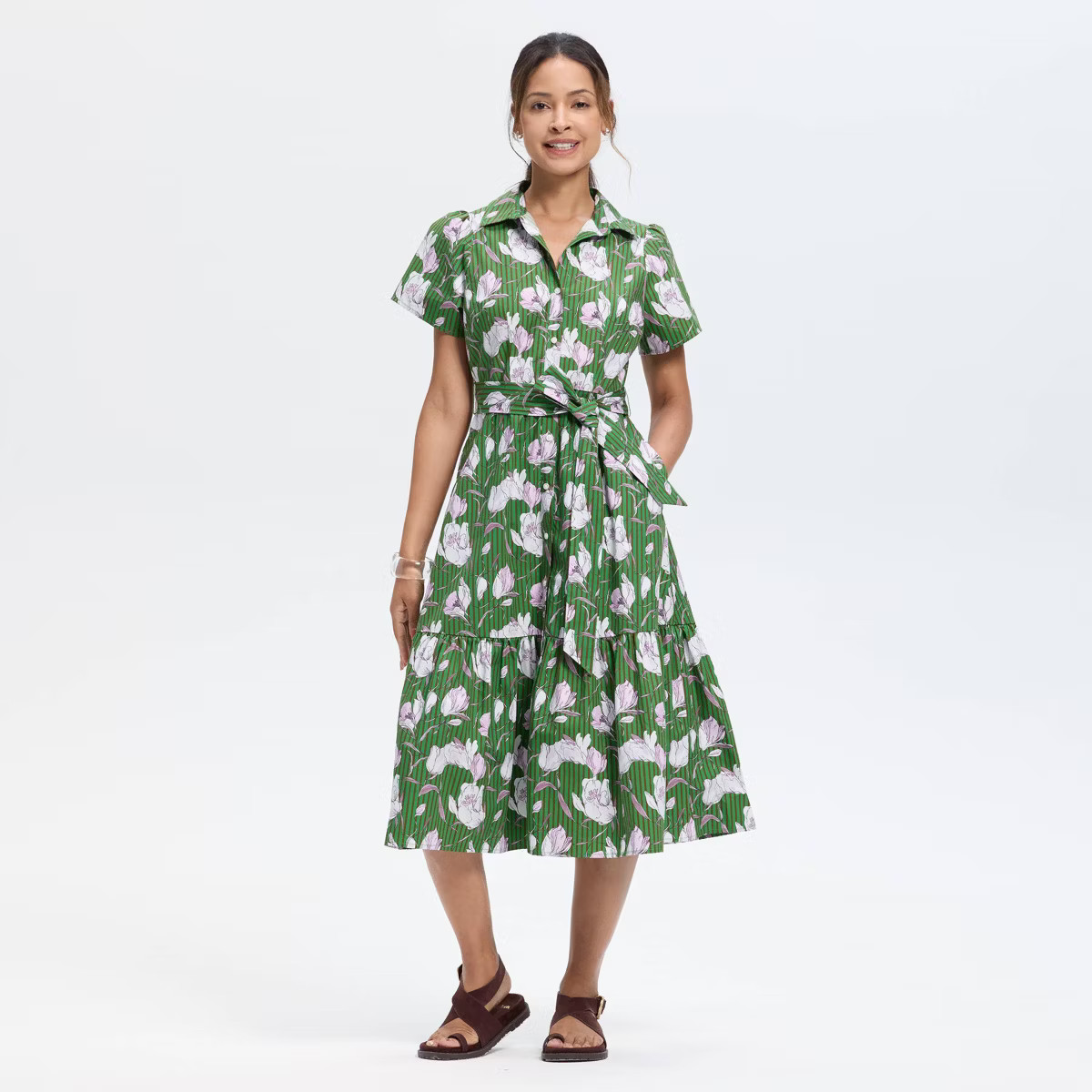 Women's Button-Down Short Sleeve Midi A-Line Dress - Universal Thread™ | Target