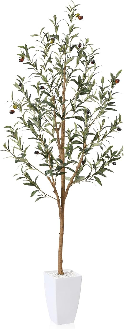 PISKOAN 5FT Artificial Olive Tree Fake Tall Silk Plant Faux Large Floor Potted Tree with Fruits f... | Amazon (US)