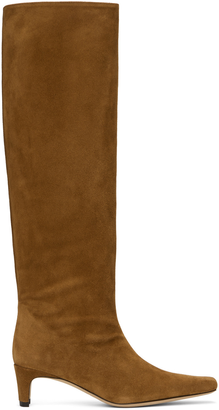 Staud Tan Wally Suede Tall Boots | SSENSE