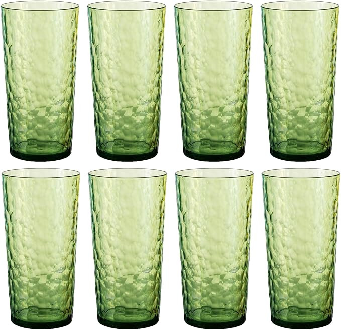 24-ounce Plastic Tumblers, Acrylic Drinking Glasses High-Balls, Reusable Plastic Cups, set of 8 G... | Amazon (US)