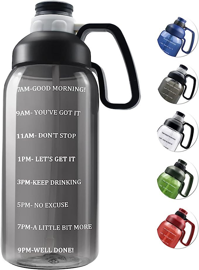 64 OZ Water Bottle with Straw, Motivational Half Gallon Water Bottles with Times to Drink, BPA Fr... | Amazon (US)