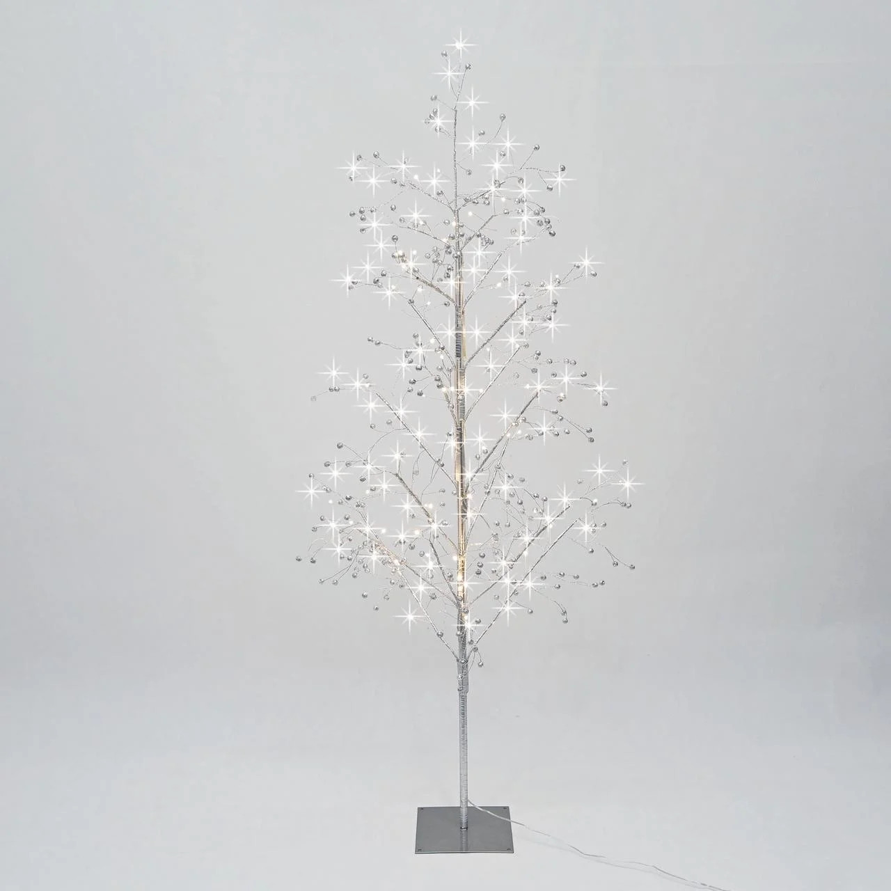 Pre-Lit 160 Warm White Twinkling LED Beaded Tree, Silver Glitters, 5 ft, by Holiday Time | Walmart (US)