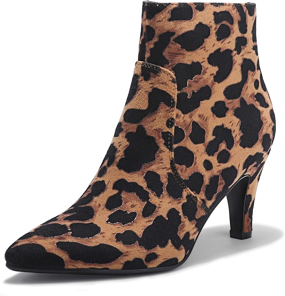 IDIFU Women's CLARA-Z Pointed Toe High Heel Ankle Booties Zipper Buckle Strap Short Boots | Amazon (US)