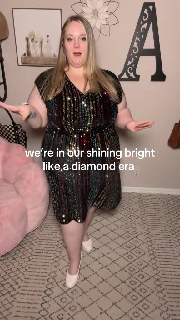 I usually avoid sparkly dresses because most of them feel stiff or itchy.
This one is soft, comfortable, and still gives that fun standout sparkle when the light hits it.

sequin dress, sparkly dress outfit, flattering plus size dress, comfortable sequin dress, party dress outfit


#LTKMidsize #LTKootd #LTKPlusSize