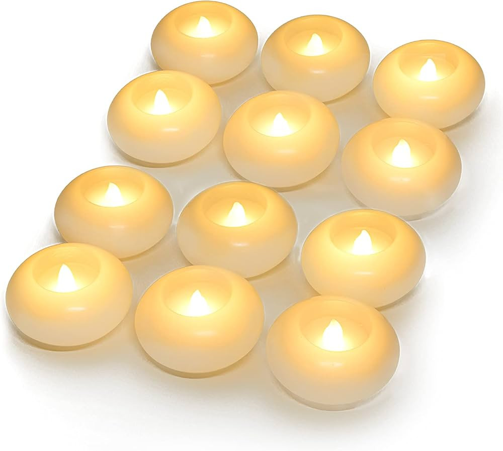 Homemory 3 Inch Flameless Floating Candles, White Real Wax, 100+ Hour, Battery Flickering Waterpr... | Amazon (US)