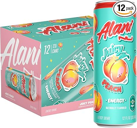 Alani Nu JUICY PEACH, Sugar Free, Low Calorie Energy Drinks, 200mg Caffeine, Biotin, B Vitamins, ... | Amazon (US)