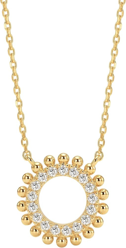 MEVECCO Gold Necklace for Women 18k Gold Plated Sun Charm Choker Pendant Necklace Handmade Minima... | Amazon (US)