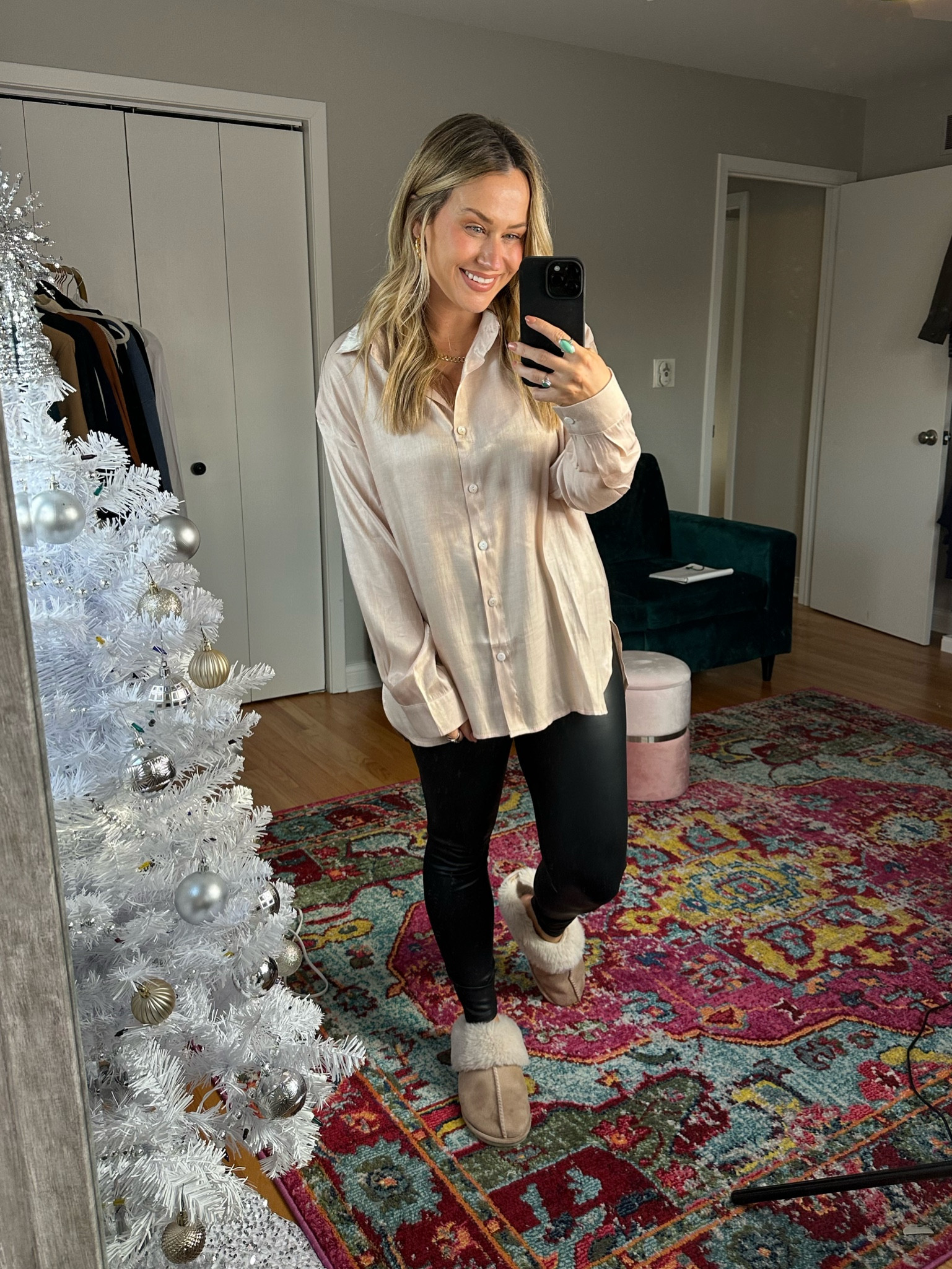 Satin top and faux leather leggings / everything is an amazon fashion find! 

#LTKstyletip #LTKsalealert #LTKunder50