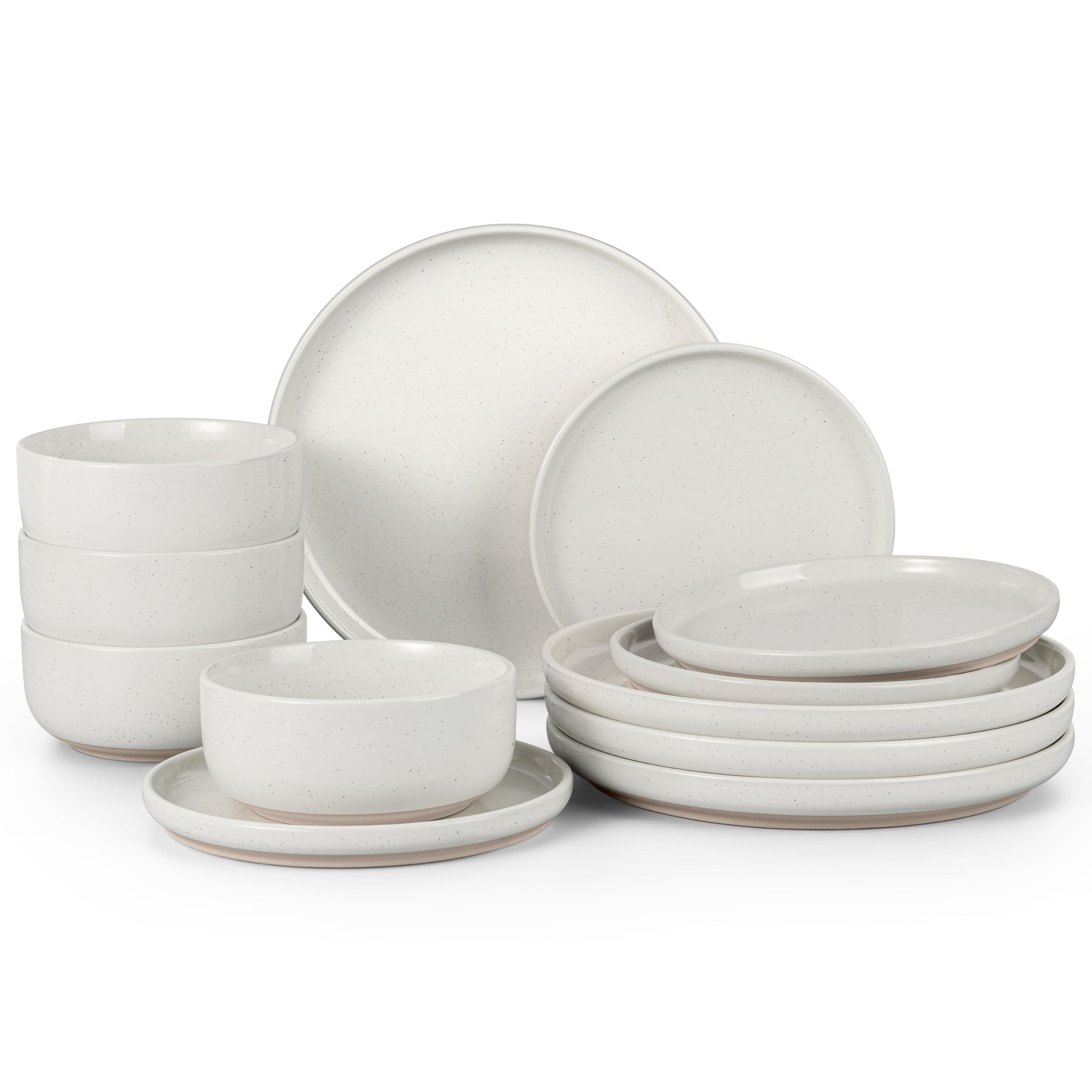 HaWare Stoneware Dinnerware Sets, 12-Piece Plates and Bowls Set for 4, Dishes Set for Home Restau... | Amazon (US)