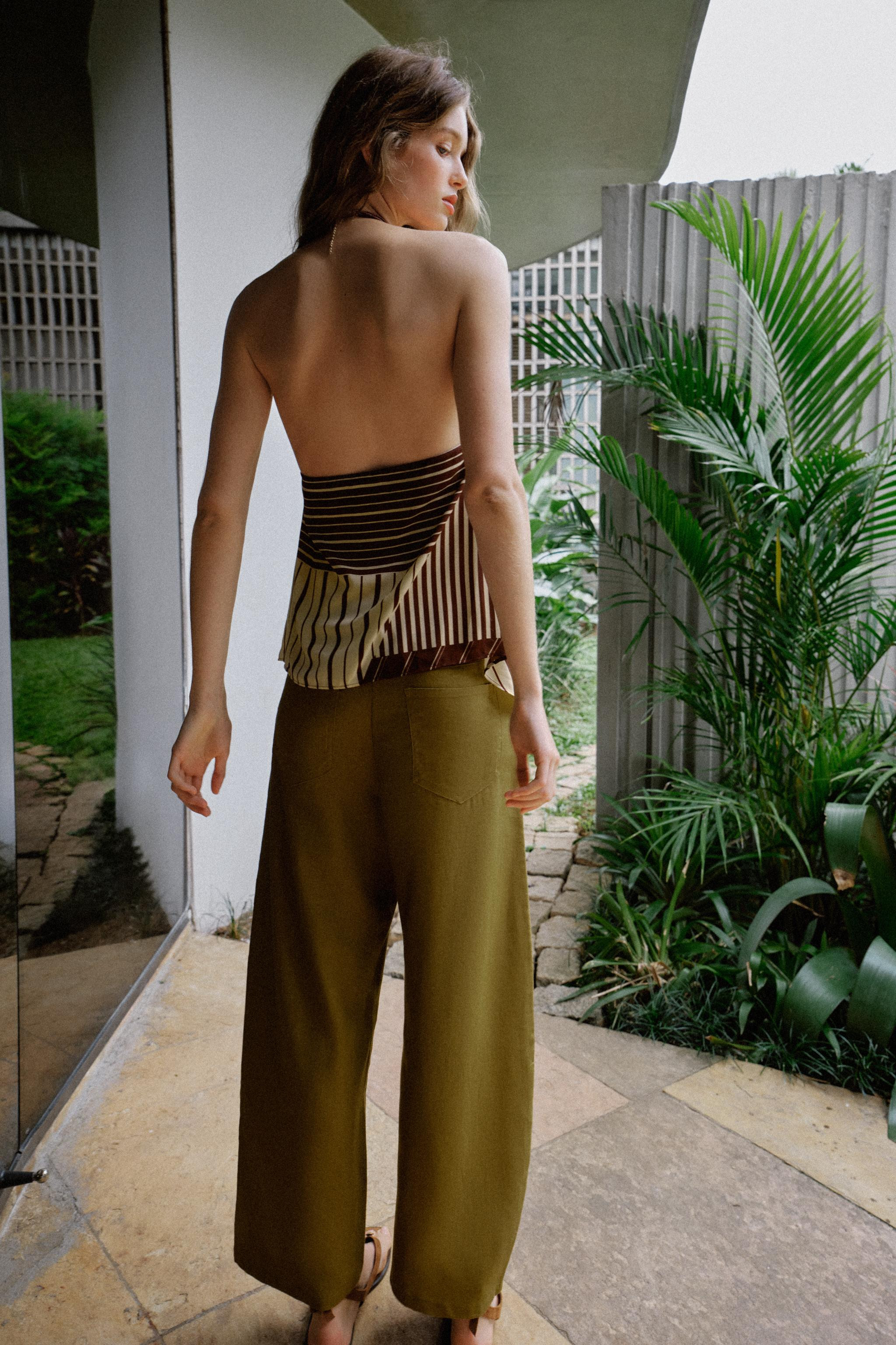 BEADED PRINT HALTER TOP | Zara US