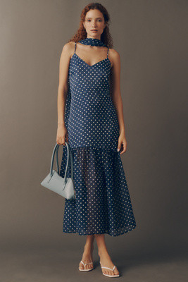 Maeve Sleeveless V-Neck Tiered Scarf Midi Dress | Anthropologie (US)
