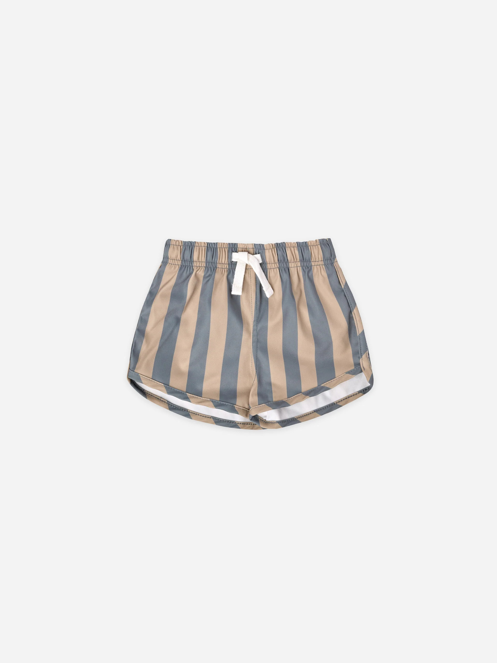 Boys Swim Shorts | Ocean + Latte Stripe | Quincy Mae