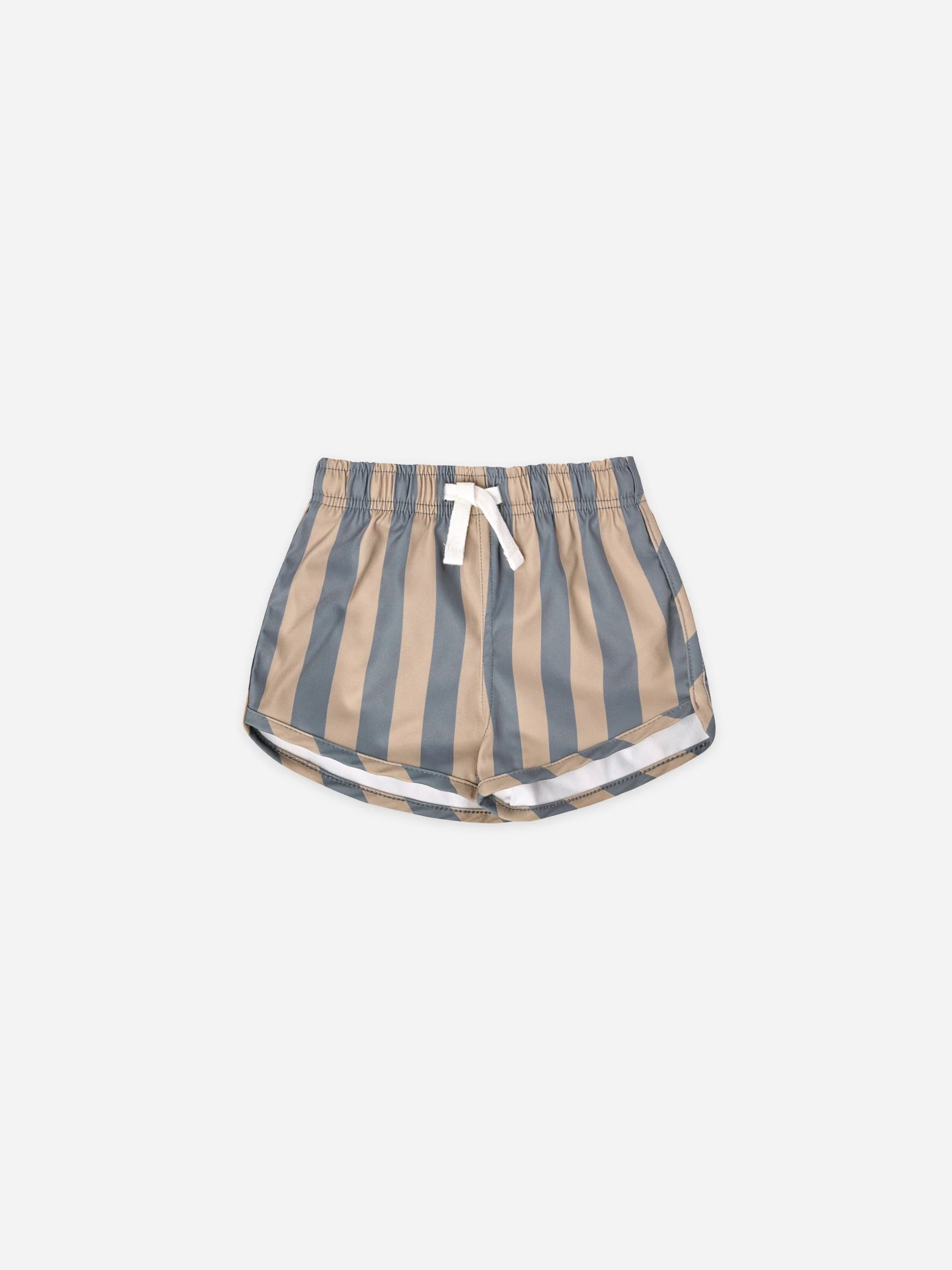 boys swim shorts | ocean + latte stripe | Quincy Mae