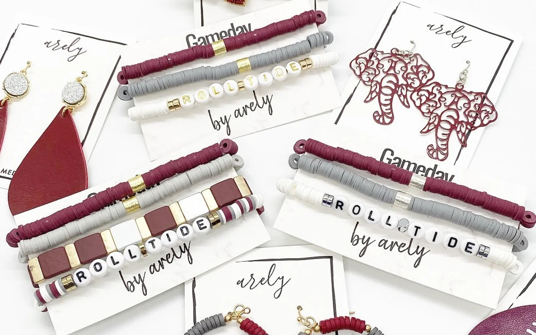 Maroon and Gray Gameday Bracelet Stack Gameday Jewelry - Etsy | Etsy (US)