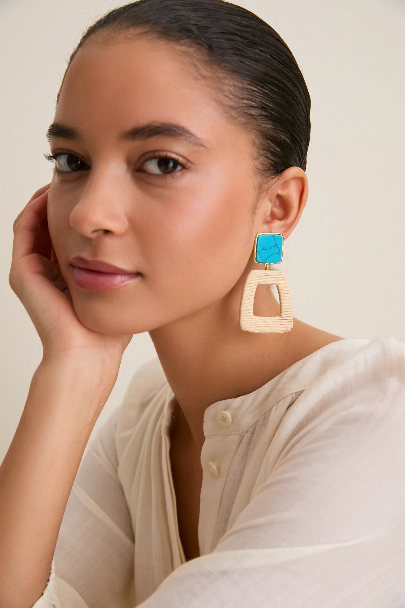 Turquoise Woven Careen Earrings | Tuckernuck (US)