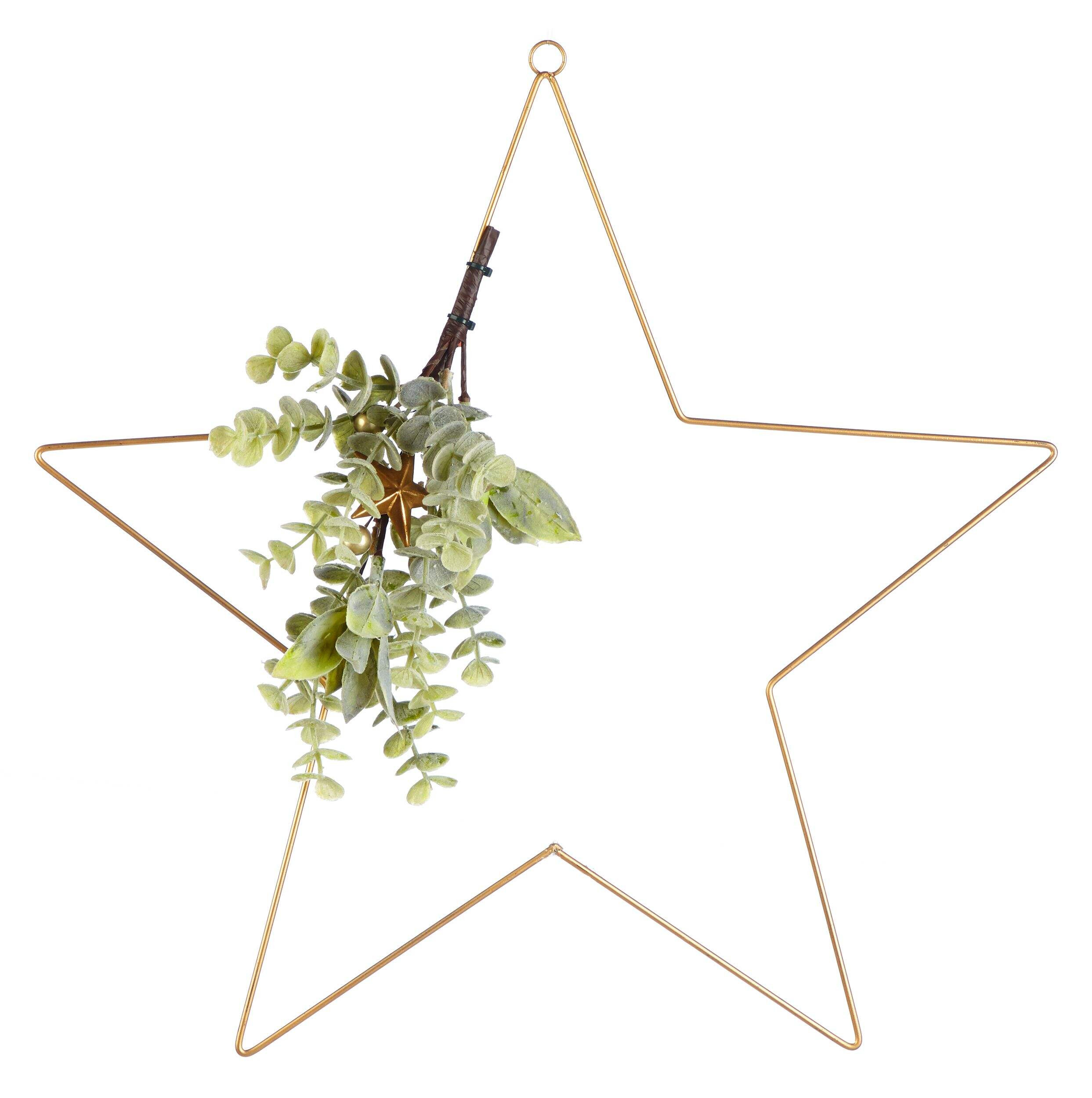 For Living Metal Christmas Decoration Star with Faux Greenery, Gold, 18-in | Canadian Tire