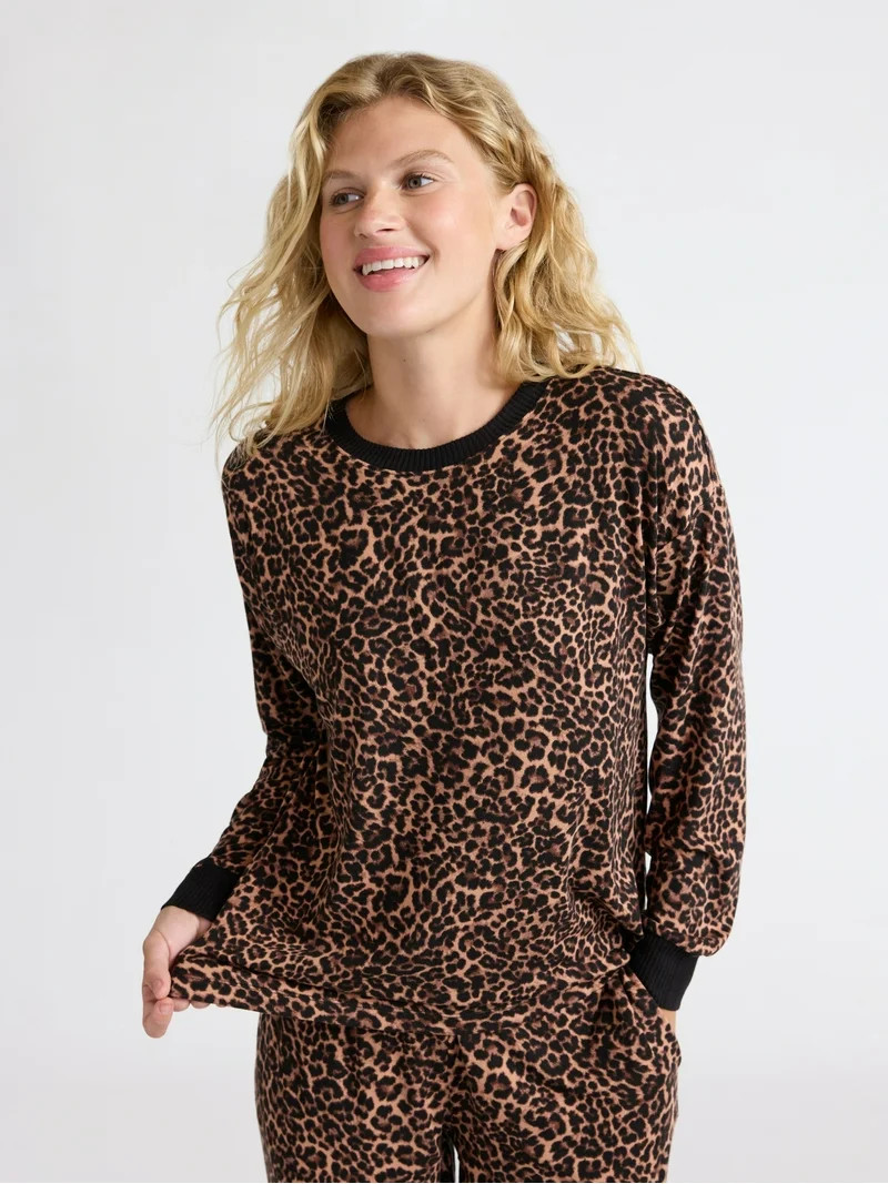 Joyspun Women's Cozy Lounge Collection Hacci Knit Sleep Top with Long Sleeves, Sizes XS-3X | Walmart (US)