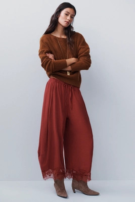 Reverie Lace-Trim Tapered Pants | Anthropologie (US)