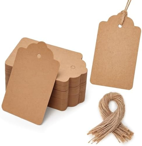 SallyFashion 100pcs Gift Tags with String Attached, 1.7 x 2.8 inch Kraft Paper Hang Tags for Clot... | Amazon (US)