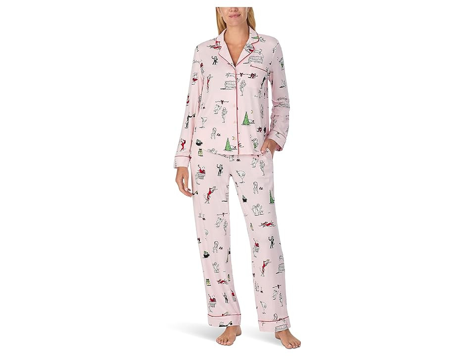 Kate Spade New York Cozy Jersey Notch Pajama Set Women's Pajama Sets Holiday Party : XL, Polyester/Spandex | Zappos
