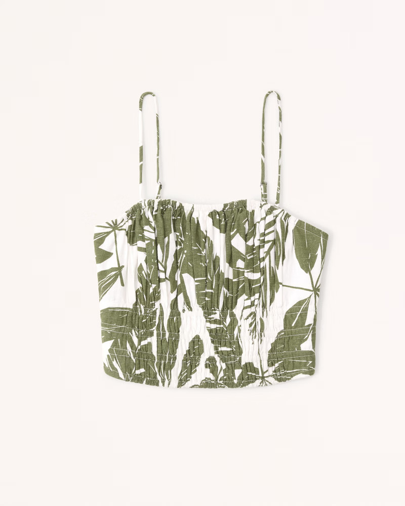 Linen-Blend Ruched Set Top | Abercrombie & Fitch (US)