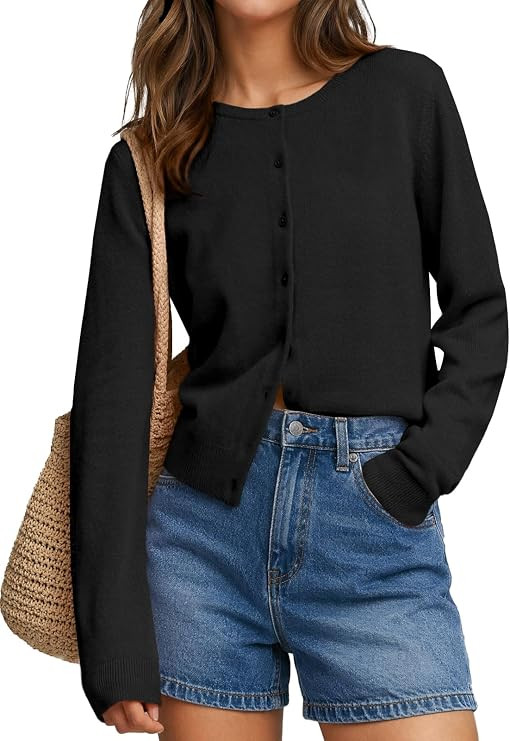 Womens Long Sleeve Cardigan Sweaters Fall Cropped Button Down Cute Outfits | Amazon (US)