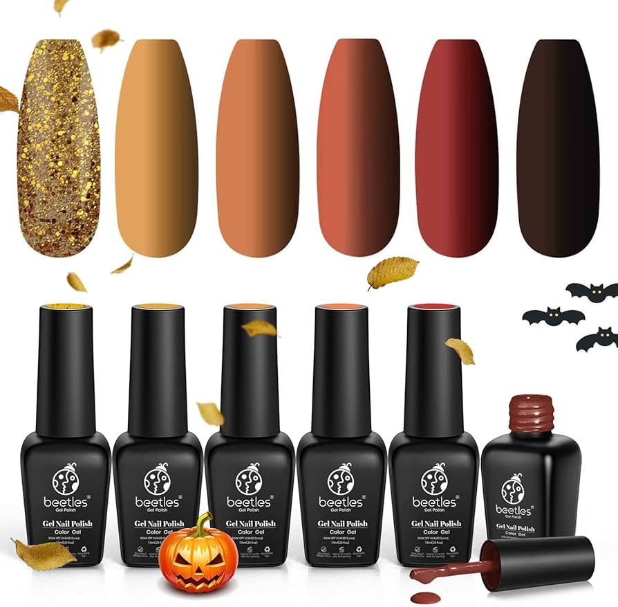 beetles Gel Polish Set, 6 Colors Pumpkin Spice Yellow Gel Nail Polish Red Orange Glitter Nail Polish | Amazon (US)