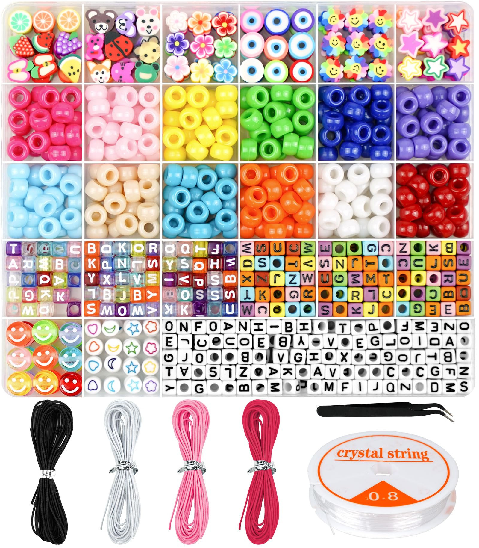 Dowsabel Bracelet Making Kit, Beads for Bracelets Making Pony, Kandi, Polymer Clay, Smile Face & Letter Beads for Jewelry Making, DIY Arts and Crafts Gifts Toys for Girls Age 6-12 | Amazon (US)