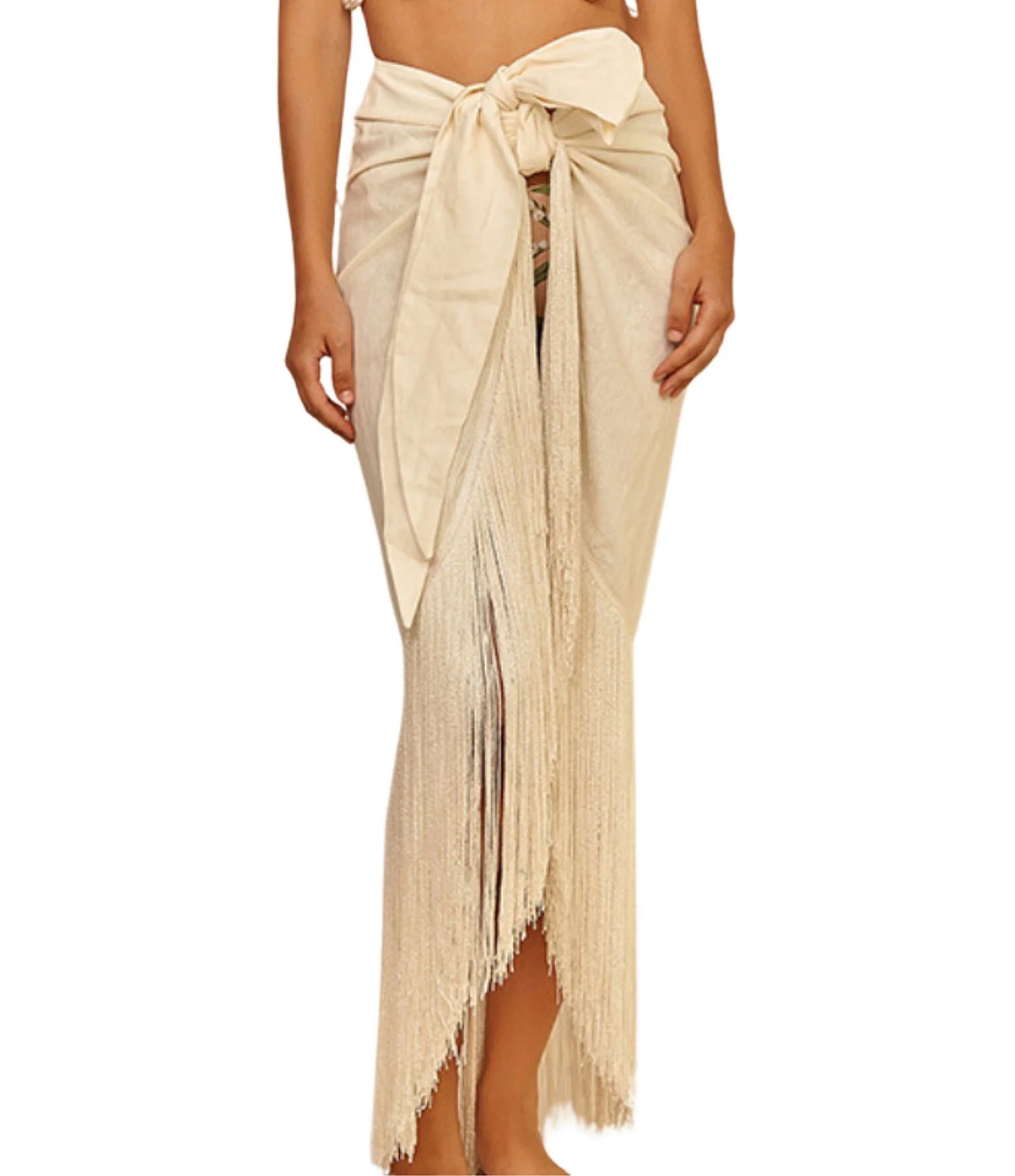 Ofelia Fringe Linen Wrap Maxi Swim Sarong Skirt Cover-Up | Dillard's