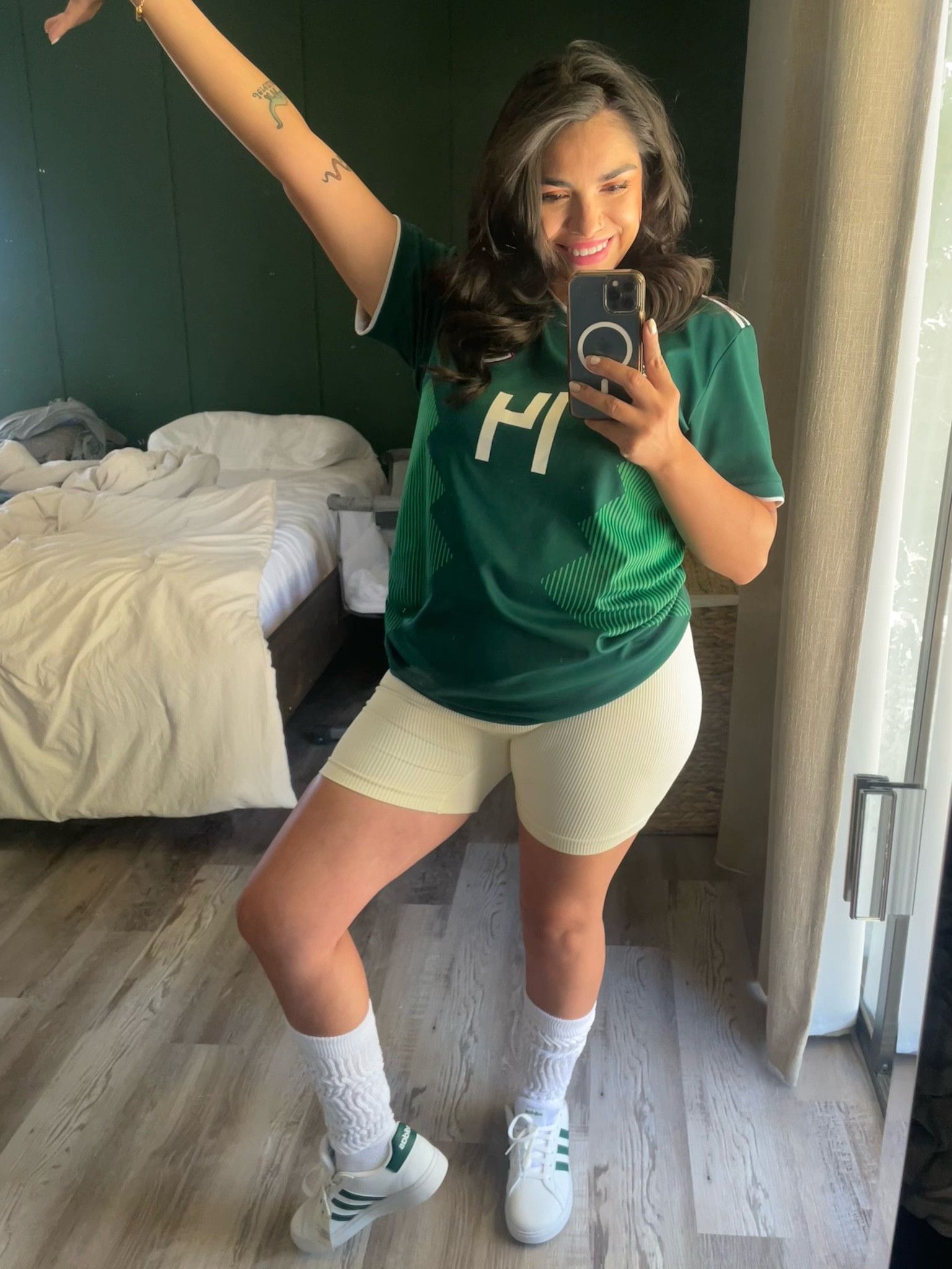Game day biker shorts and scrunchie socks! Tagging the current Mexico jersey, this is an old one!

#LTKSeasonal #LTKMidsize #LTKSummerSales