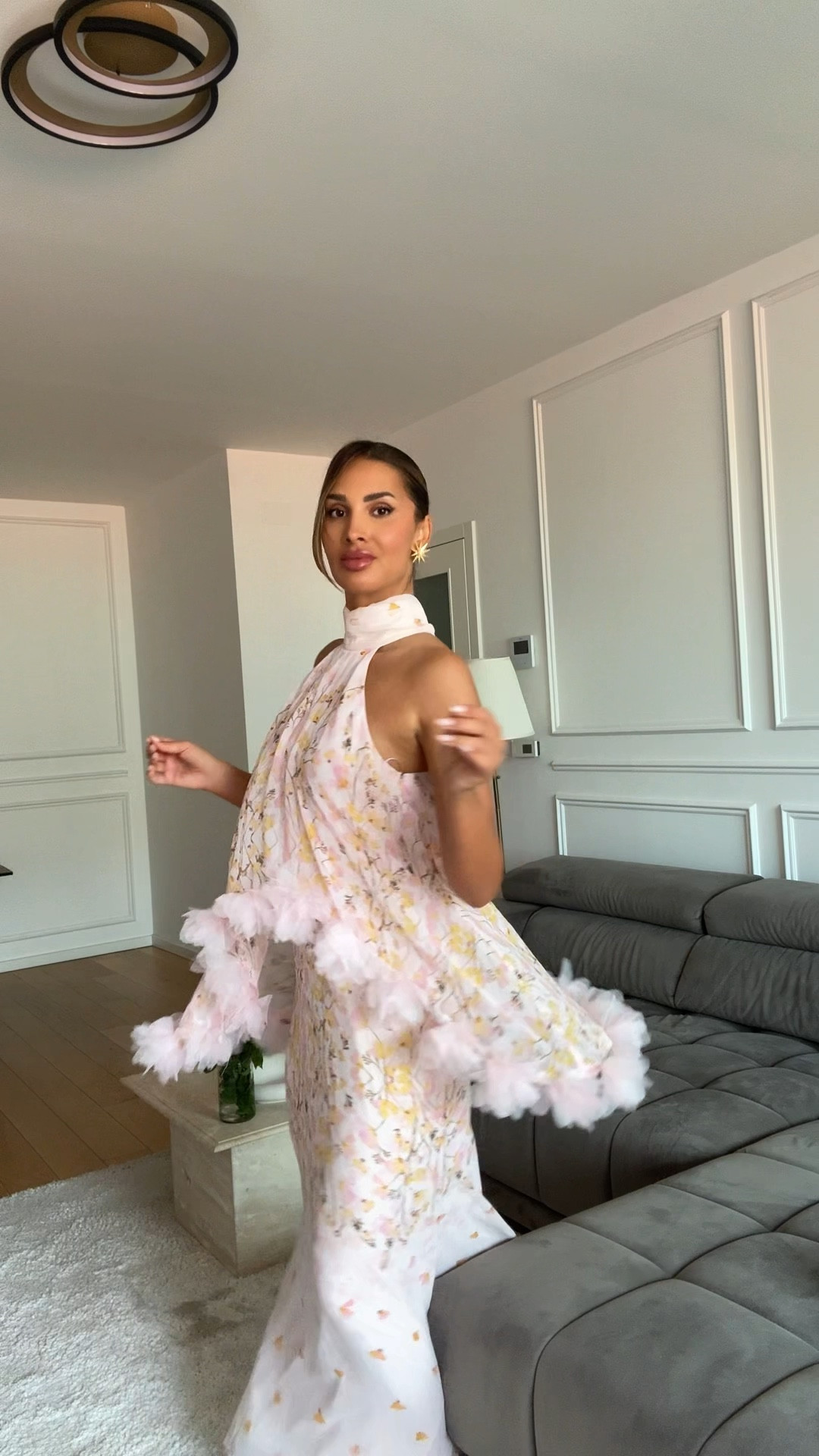 Elliatt spring floral wedding guest dress pink 