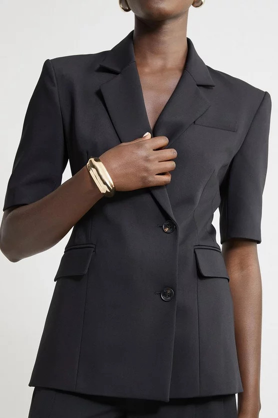 Tailored Short Sleeve Blazer Jacket | Karen Millen UK + IE + DE + NL
