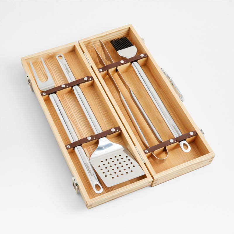 Crate & Barrel 5-Piece Stainless Steel Grill Tool Set + Reviews | Crate & Barrel | Crate & Barrel