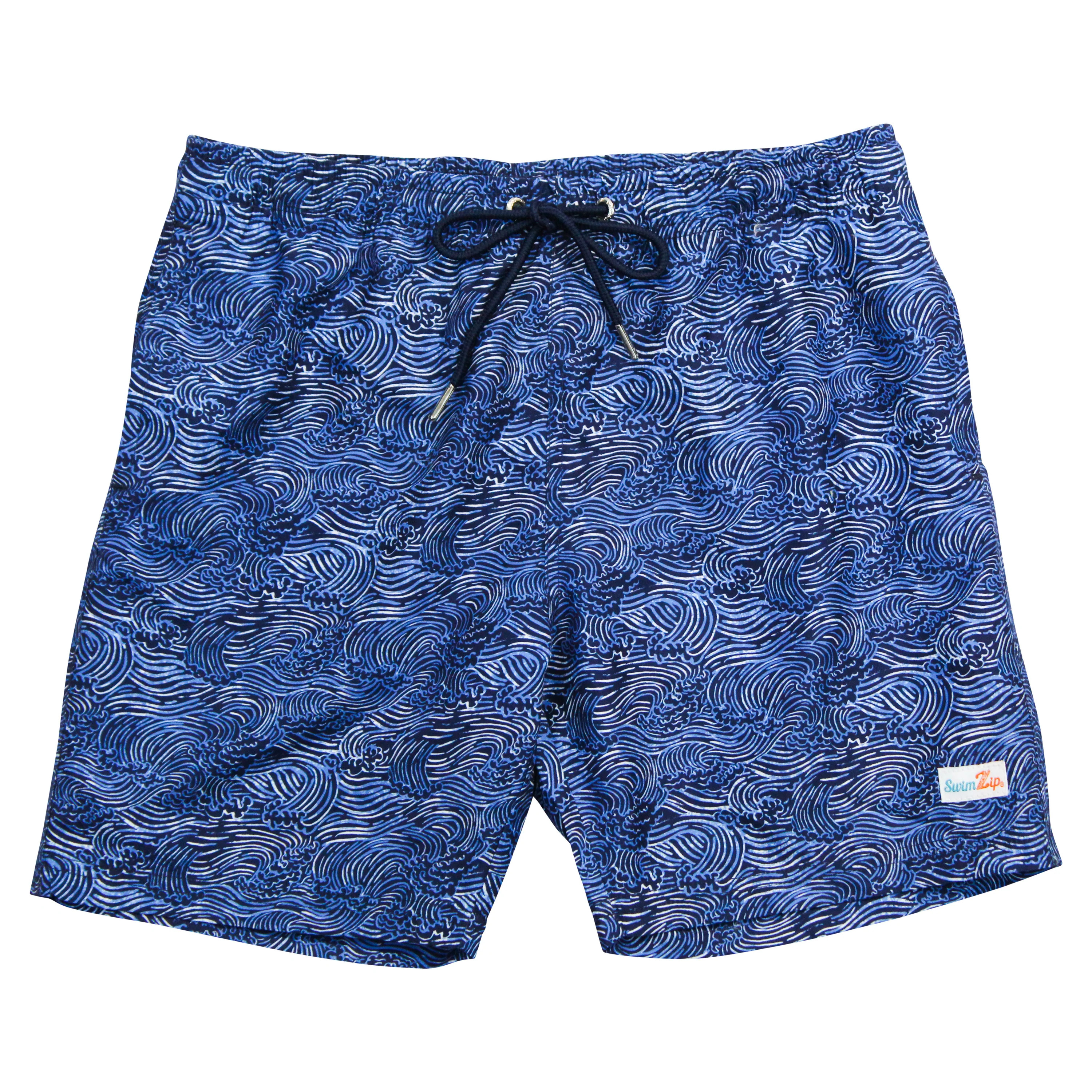 Boys Swim Trunks Boxer Brief Liner (sizes 6-14) | "Ocean Breeze" | SwimZip
