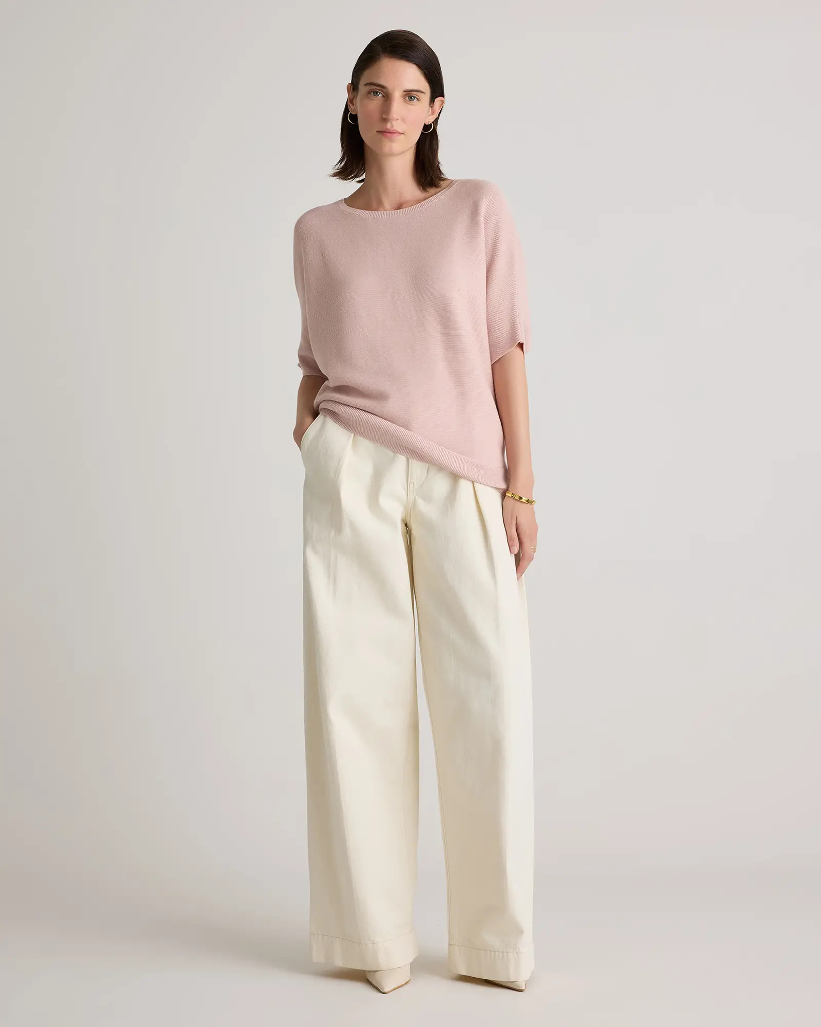 Lightweight Cotton Cashmere Link-Stitch Dolman Sweater | Quince