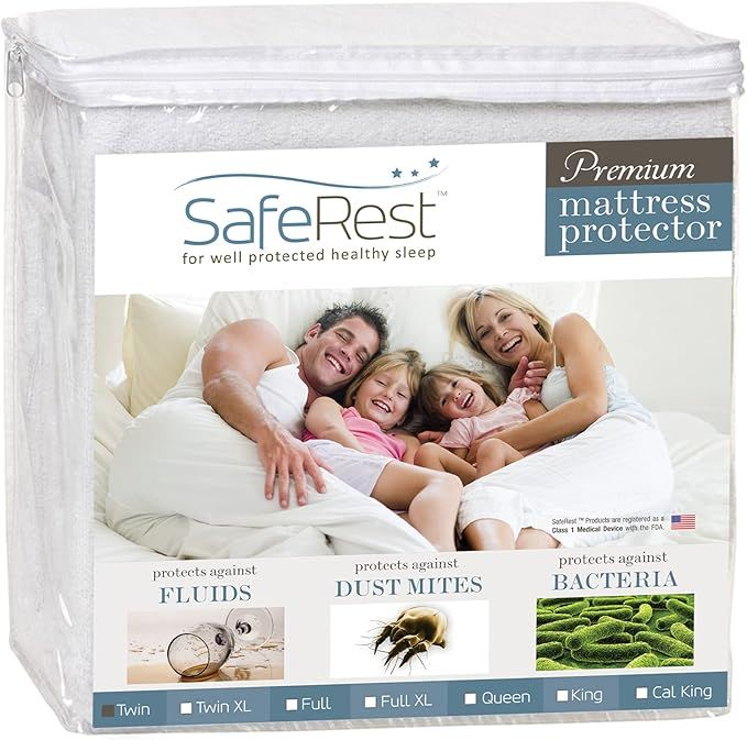 SafeRest Mattress Protector - Twin ﻿- College Dorm Room Essentials for Girls and Guys - Cotton,... | Amazon (US)