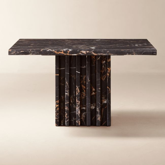 Carve Square Black Marble Side Table Medium | CB2
