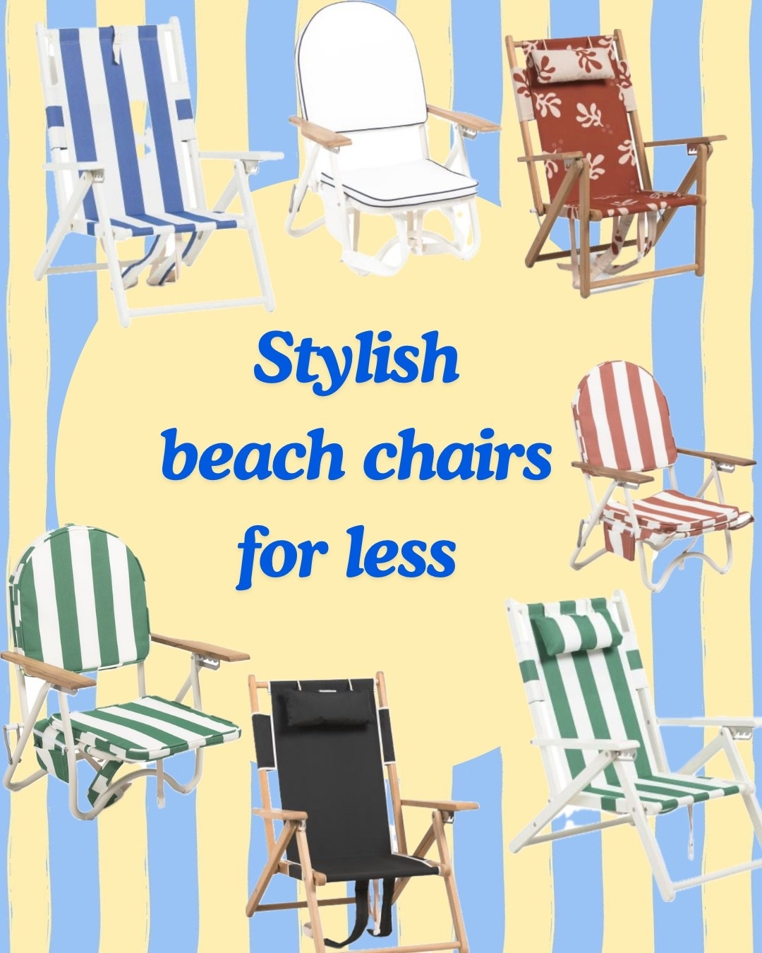 The coastal beach aesthetic chairs everyone loves from Business & Pleasure — but for LESS 🤍
I found these striped beach chairs at TJ Maxx for a discounted price, and they give the perfect luxury beach aesthetic without the luxury price.
If you’re building a cute beach setup, these are stylish, comfortable, and so aesthetic for summer beach days.
Linking similar styles so you can recreate the look before they sell out ☀️🏖️

	•	beach aesthetic
	•	coastal aesthetic
	•	beach day aesthetic
	•	coastal summer aesthetic
	•	striped beach chair
	•	luxury beach aesthetic
	•	beach essentials aesthetic
	•	summer beach setup
	•	Business & Pleasure beach chair
	•	TJ Maxx beach finds
	•	beach day must haves



#LTKSeasonal #LTKSaleAlert #LTKSpringSale