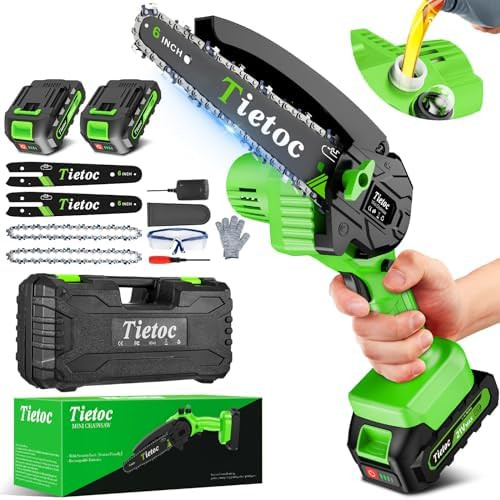 Tietoc Mini Chainsaw 6-Inch with 2 Batteries, Electric Saw, Stocking Stuffers Christmas Birthday ... | Amazon (US)