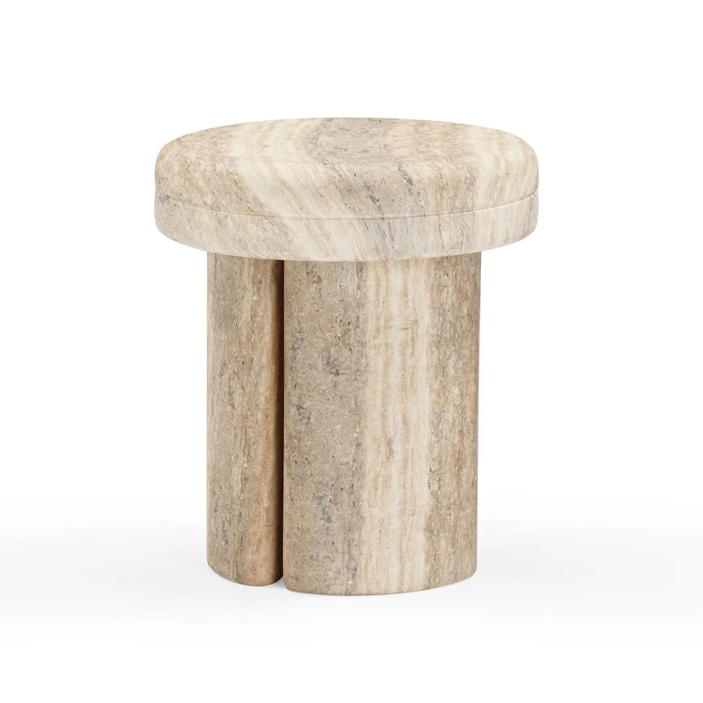 TOV Furniture Sheila Travertine Textured Concrete Side Table | Walmart (US)
